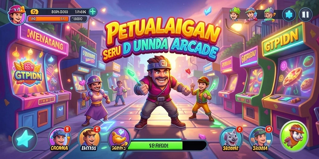 Tangkapan layar utama GTPIDN menampilkan aksi seru gameplay Arcade yang mendebarkan.