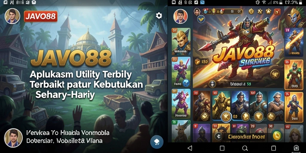 Screenshot utama JAVO88 menampilkan fitur unggulan aplikasi Utility.