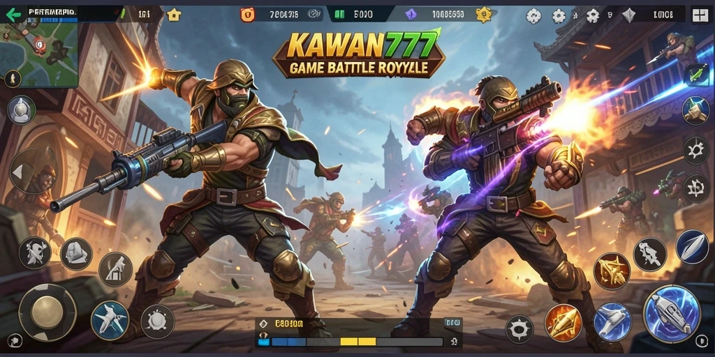 Gameplay seru KAWAN777 saat pertarungan antar pemain Battle Royale.