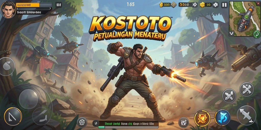 Screenshot KOSTOTO menampilkan aksi seru dalam pertarungan epik antara karakter dalam gameplay.