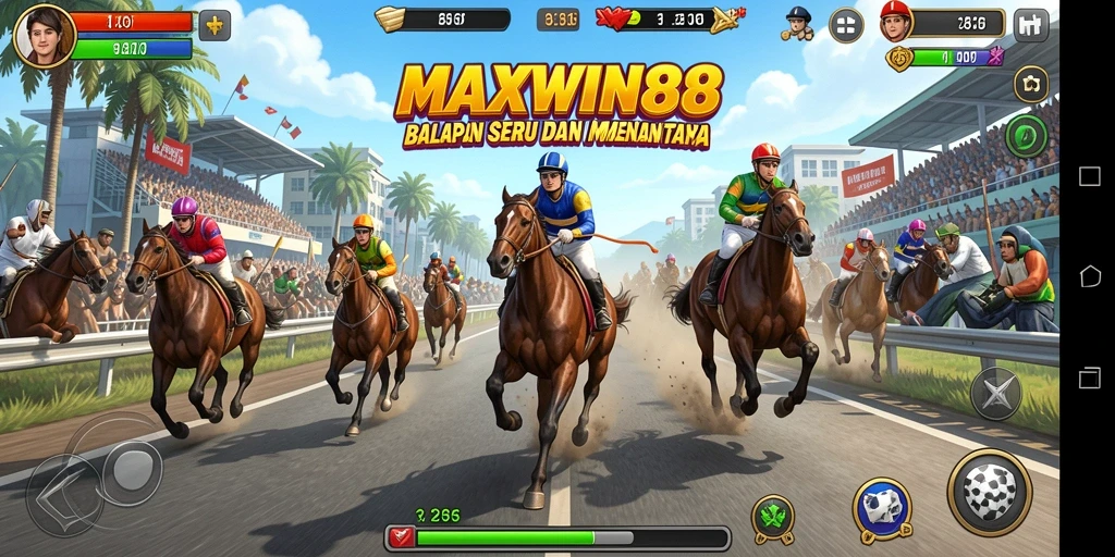 Tampilan gameplay seru dalam balapan cepat di MAXWIN88.